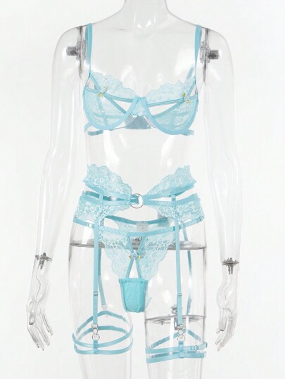 Seduluxe Women Verleidelijke Kanten Patchwork Hollow Out Lingerie Set, Pieces Going view 6