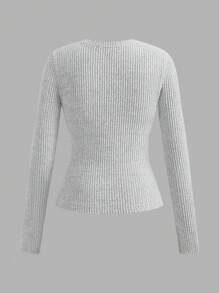 SHEIN EZwear Multi-Color Plus Size Women's Round Neck Long Sleeve T-Shirt Set - Multicolor - View 8