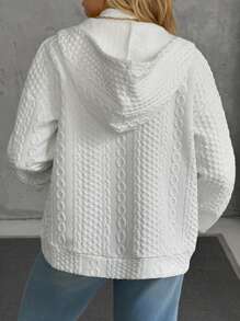 SHEIN Sudadera de punto de gofre con hombros caídos y manga larga para maternidad, otoño, para invierno - Blanco - Ver 2