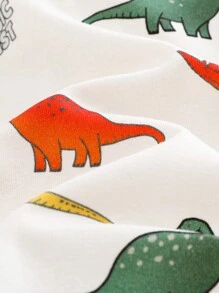 Cozy Pixies Newborn Baby Boy 2pcs Cartoon Dinosaur Knitted Soft Crew Neck Short Sleeve Pullover Top And Shorts Set - Multicolor - View 4