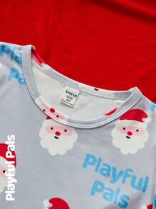 SHEIN 1pc Unisex Cute/Vintage/Funny/Cartoon Santa Claus All-Over Print Long Sleeve T-Shirt, Suitable For Young Boys And Girls, Christmas, Spring/Autumn/Winter - Multicolor - View 4