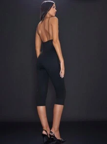 MUSERA Open Back Sleeveless Unitard Jumpsuit Party Sexy Club Spring Summer Vacation Elegant - Black - View 3