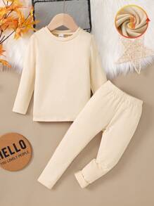 2pcs/Set Young Girl Black High Collar Long Sleeve And Long Pants Thermal Underwear Set