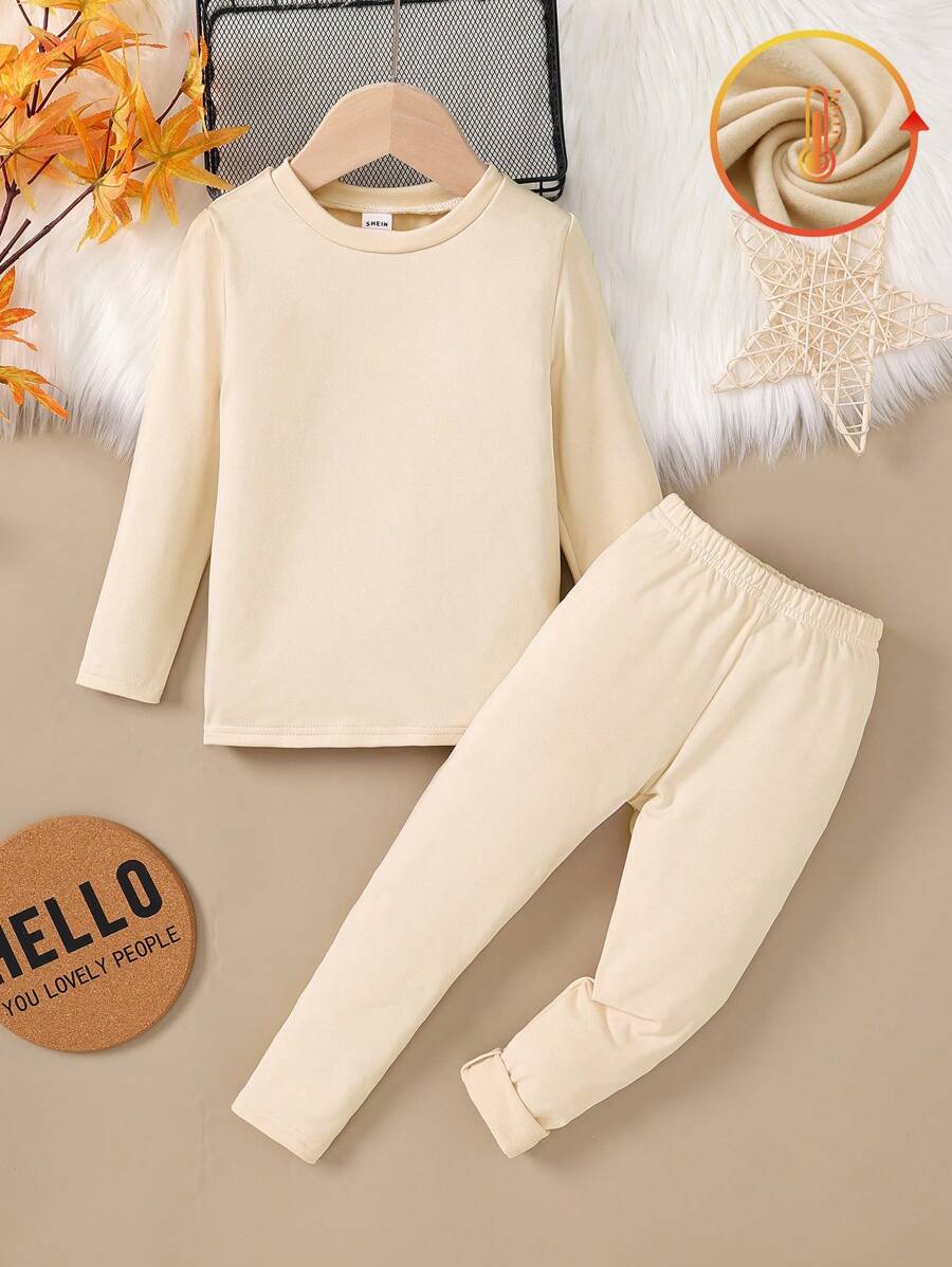 2pcs/Set Young Girl Black High Collar Long Sleeve And Long Pants Thermal Underwear Set