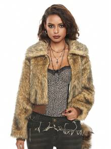 ROMWE Grunge Punk 女式 Y2K 复古千禧性感火辣女孩短款蓬松夹克 - 彩色 - 查看 6