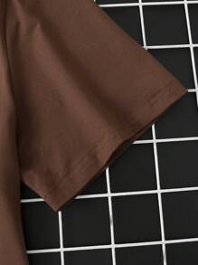 Manfinity Homme 1 Áo thun nam cổ tròn tay ngắn in hình mèo thường ngày, mùa hè - Cà phê nâu - Xem 4