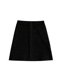 Young Girl Fashionable Sweater Skirt, Short All-Match Skirt, Elegant & Cute, Suitable For Travel And Home Wear, Autumn/Winter - Black - View 3