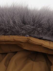 SHEIN Kids Mid-Length Down Jacket, 2024 New Arrivals, Boys/Girls, Toddlers, Thickened Work Wear Down Coat