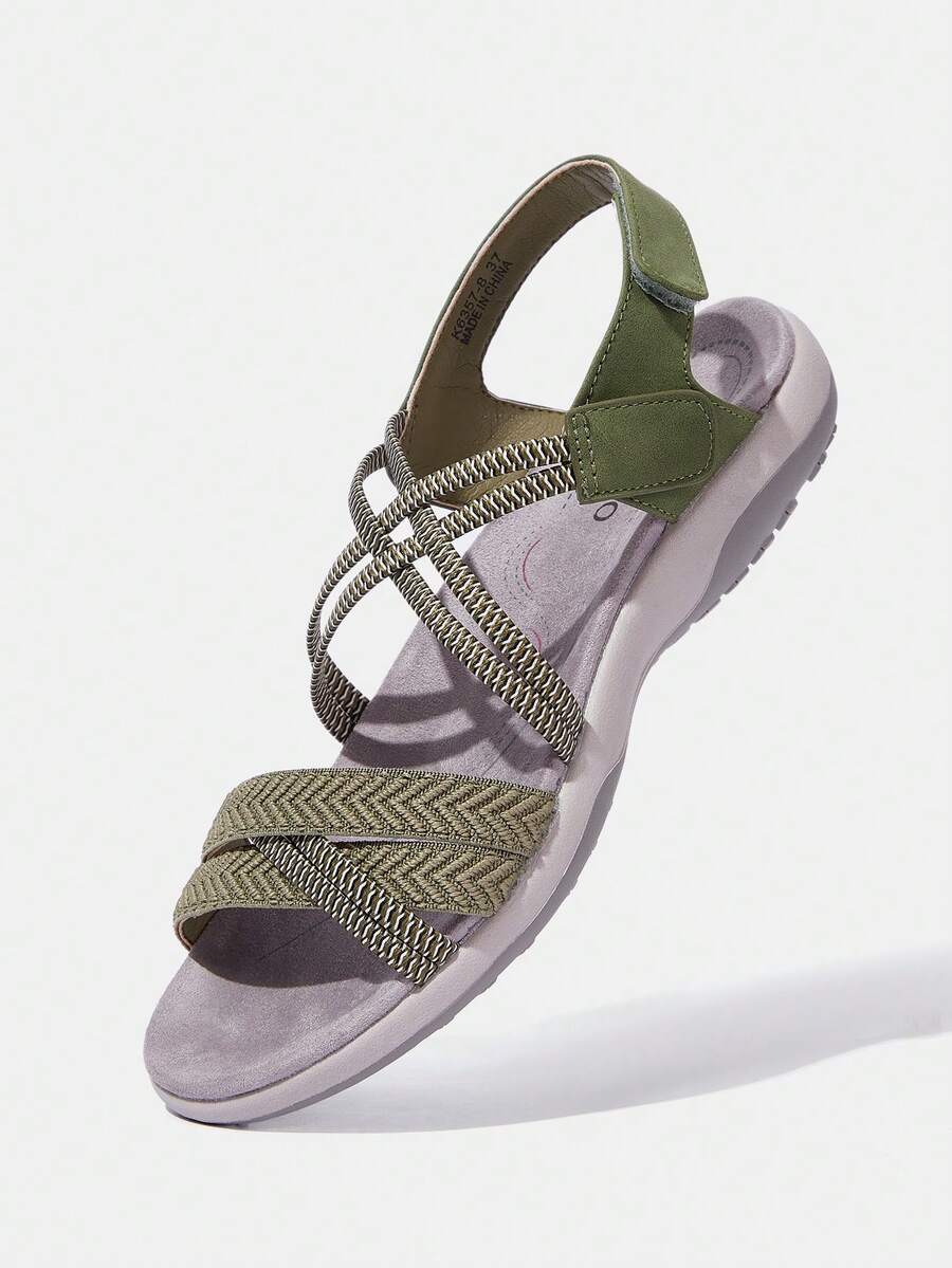 CUCCOO OUTDOORSY Women Elastic Hook And Loop Flat Sandals SHEIN EUR