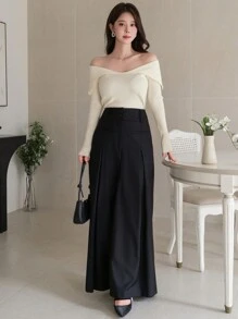 DAZY Women Solid Color Fitted Off Shoulder Long Sleeve Sweater For Autumn,Fall Women Clothes - Khaki - View 8