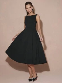 Enchnt 春冬浪漫女式黑天鹅简约优雅无袖长裙，甜美优雅装扮，适合情人节、圣诞派对、新年、生日、节日和甜蜜约会之夜，连衣裙