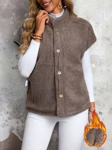 SHEIN LUNE Women's Reversible Loose Fit Denim Vest Jacket For Fall & Winter Thickened Denim