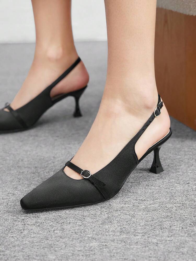 CUCCOO BIZCHIC Zapatos de tacón alto para mujer con punta afilada y tacones de aguja, color blanco con correas en la parte posterior, cómodos, estilo para oficina, aumenta la altura, nuevo estilo para el otoño