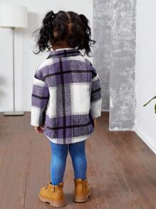 SHEIN Leap Crew 3 件套女婴格子衬衫、针织内衣和长裤套装，适合秋冬季的可爱套装 - 彩色 - 查看 2