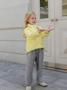 Young Girls Floral Jacket With Yellow Floral Scarf, Dark Pattern Print - Yellow - View 6