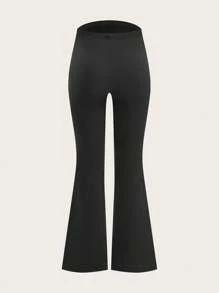 Modmama 2 sztuki eleganckich spodni ciążowych w jednolitym kolorze z elastyczną talią i rozkloszowanymi nogawkami