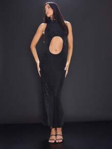 MUSERA CLUB DRESS Mock Neck Cut Out Long Dress Sexy Spring Summer Going Out