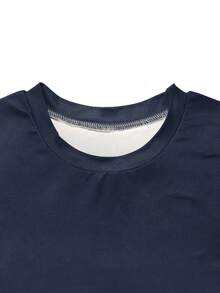 Autumn Sports Gradient Color Long Sleeve Top And Solid Color Long Pants Set - Navy Blue - View 6