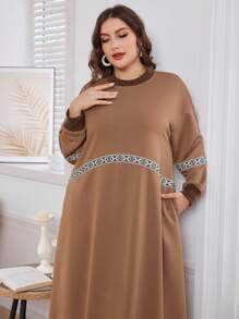Lacomfia Robe à capuche décontractée de grande taille avec bloc de couleurs