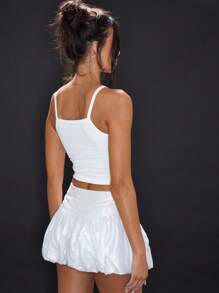 MUSERA 水钻字母露脐吊带背心 外出上衣 度假 春夏秋季 新娘 单身派对 告别单身派对 节日 - 白色 - 查看 3