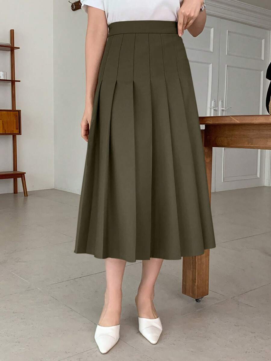 DAZY 女士春夏情人节及中国新年半身裙 - 橄欖綠 - 查看 1