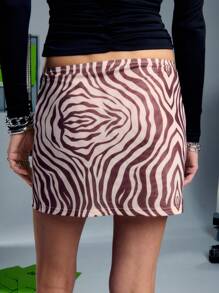SHEIN Unity Swirl Print Mesh Mini Fashion Bodycon Skirt - Multicolor - View 2
