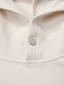 Manfinity Homme Men's Casual Letter Embroidery Kangaroo Pocket Hoodie Sweatshirt, Spring & Autumn - Apricot - View 5