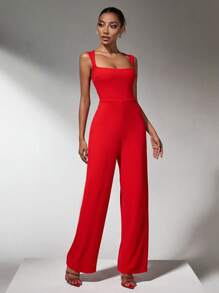 SHEIN SXY Tuta rossa da donna per uso quotidiano durante il Natale - Rosso - Visualizzare 3
