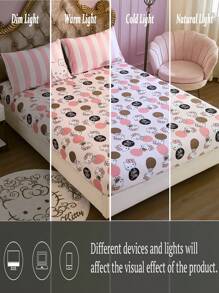 HELLO KITTY AND FRIENDS | SHEIN 全身可爱卡通印花床笠 - 彩色 - 查看 5