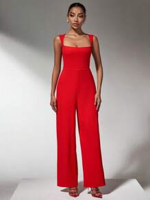 SHEIN SXY Tuta rossa da donna per uso quotidiano durante il Natale - Rosso - Visualizzare 5