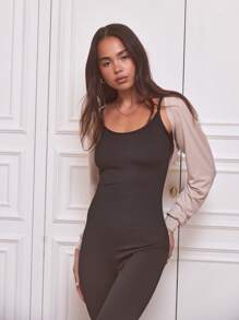 Musera Sport Knitted Bolero Top ,Padel, Tennis, Pickleball Gym - Brown - View 2