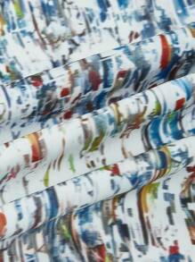 SHEIN LUNE Plus Size Women Digital Sequin Decorated Autumn Woven Jacket - Multicolor - View 4