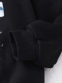 Tween Girl Christmas Snowman Print Sweatshirt - Black - View 4