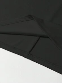 INAWLY Plus Size Plain Crew Neck Loose Fit Casual Shirt - Black - View 4