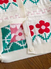 2pcs Baby Girls Autumn/Winter Vintage Floral Round Neck Long Sleeve Sweater And Ruffle Hem Mini Skirt Set, Stylish & Comfy Casual Outfit