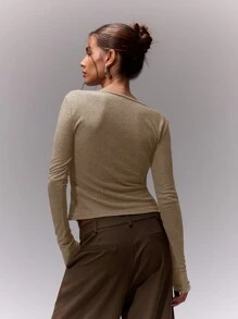 MUSERA Áo dài tay ôm dáng, kiểu dáng thường ngày, thích hợp mặc đi sân bay, du lịch, mùa thu, dự tiệc, xuân, lễ Phục sinh. - Màu be - Xem 2