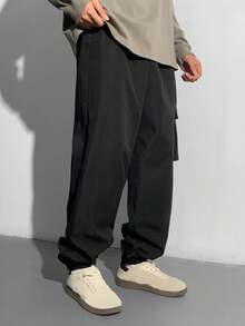 SHEIN 3 件套青少年男童休闲工装裤，带口袋，包括黑色、卡其色和军绿色，适合秋季、冬季、保暖、大学、家居、日常穿着、运动、生日派对、郊游、基本款和百搭款、简约而毛绒 - 彩色 - 查看 11