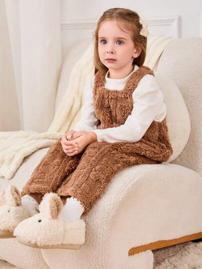 Cozy Pixies Mono acolchado con bolsillo delantero con estampado de oso de peluche para niña joven