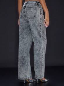 MUSERA Acid Wash Straight Leg Jeans 90's Y2k Cute Sexy Summer Spring - Light Wash - View 4