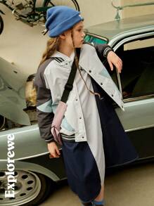 SHEIN Bộ 2 áo hoodie và váy liền thân phong cách thường ngày cho bé gái tuổi teen, thoải mái và đa năng cho các hoạt động ngoài trời và mặc hàng ngày, mùa thu/đông - Nhiều màu - Xem 8