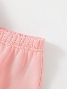 SHEIN 2 件套婴儿女婴可爱休闲长袖上衣和裤子套装，适合春秋季 - 粉色 - 查看 6