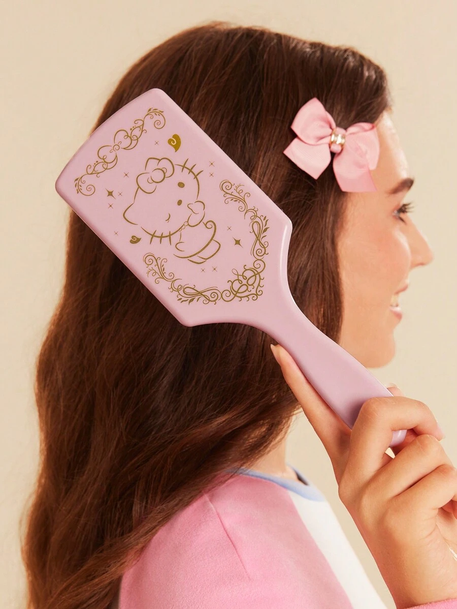 HELLO KITTY AND FRIENDS | SHEIN Cartoon & Floral Pattern Pink Hand Held Air Cushion Hair Brush - Pink - View 1