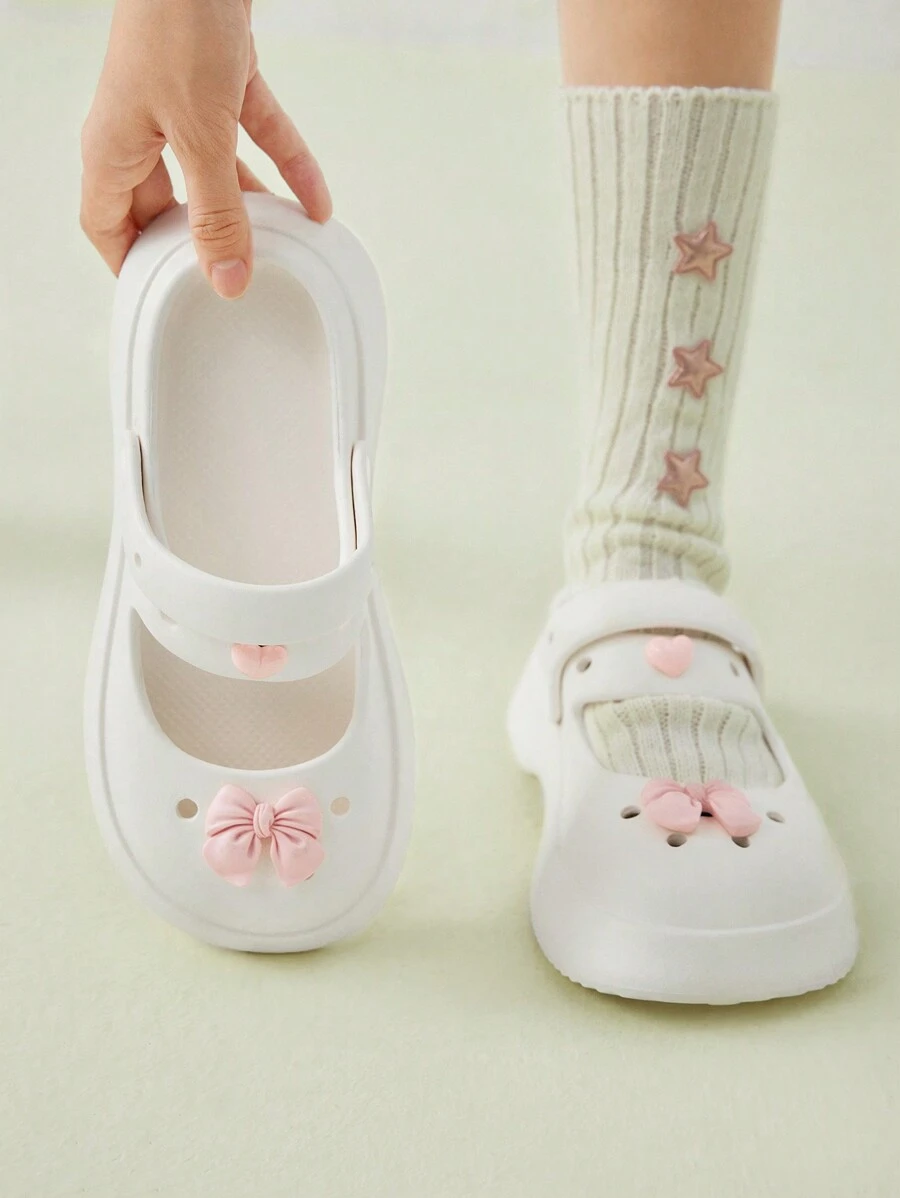 Cuccoo Giày sandal hở mũi hình bướm Mary Jane dễ thương cho nữ ngày lễ năm mới ngày lễ tình nhân - trắng - Xem 1