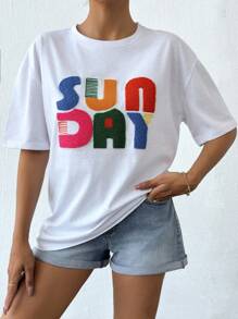 EURMUSE 刺绣细节白色 T 恤 - 白色 - 查看 4