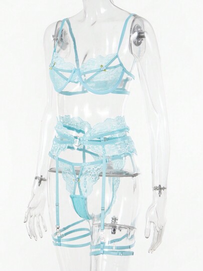 Seduluxe Women Verleidelijke Kanten Patchwork Hollow Out Lingerie Set, Pieces Going view 8