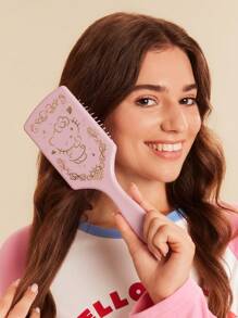 HELLO KITTY AND FRIENDS | SHEIN Cartoon & Floral Pattern Pink Hand Held Air Cushion Hair Brush - Pink - View 7