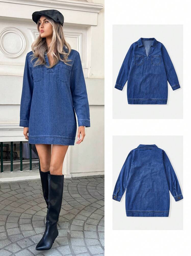 white christmas dresses Forever 21 Short Denim Dress – Montivo main image 0