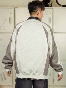 DAZY Men's Letter Print Pullover Sweatshirt, Autumn - Grey - View 2