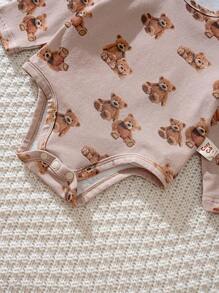 Cozy Pixies Ensemble de 5 pièces pour bébé fille: Bonnet en maille avec oreilles 3D d'ours de bande dessinée doux, bodies, bavoir, convient pour le printemps/automne, intérieur, extérieur, décontracté, fête du premier mois et autres occasions