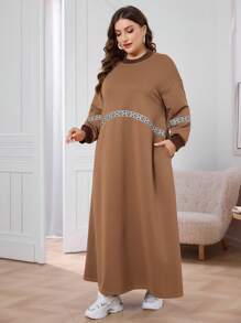 Lacomfia Robe à capuche décontractée de grande taille avec bloc de couleurs